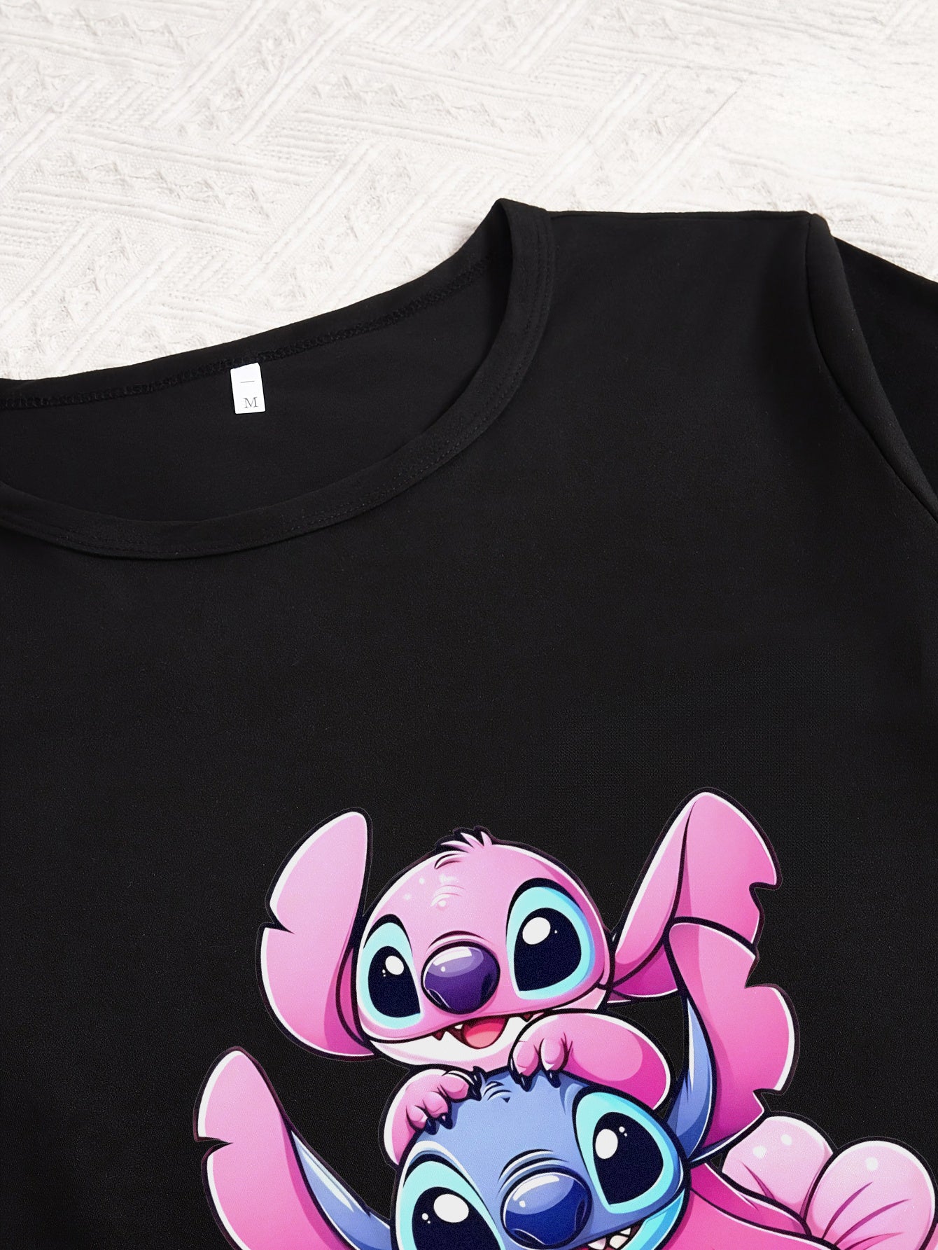 3pcs Stitch Cartoon Print Pajama Set - Black T-Shirt, Shorts & Pants with Pink & Blue Design, Soft & Comfortable, Perfect for All Seasons, Ideal Gift for Fans, Allseason Pajamas|Playful Design|Soft Fabric, Stitch Pajamas