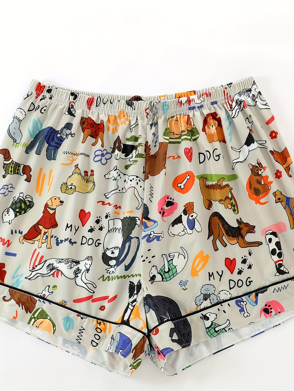 Women'S Pajama Set with Animal Print - Short Sleeve Button-Up Shirt & Loose Elastic Shorts, Cool Summer Wear, Casual All-Season Sleepwear and Loungewear, Polyester Fabric, Cute Pajamas