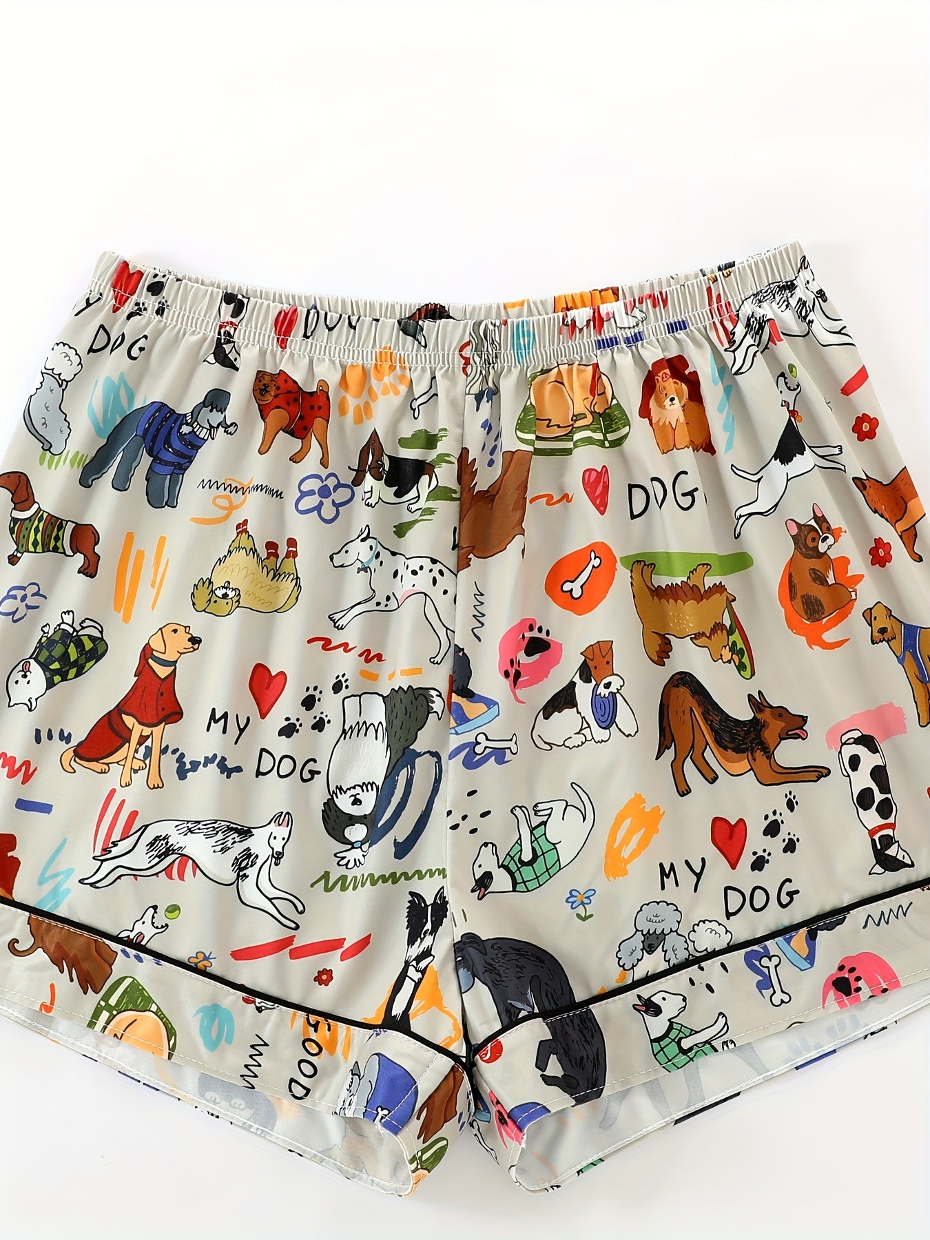 Women'S Pajama Set with Animal Print - Short Sleeve Button-Up Shirt & Loose Elastic Shorts, Cool Summer Wear, Casual All-Season Sleepwear and Loungewear, Polyester Fabric, Cute Pajamas