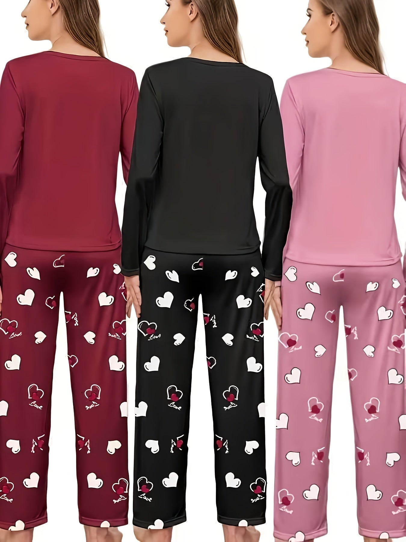 Women's New Autumn And Winter Style Heart-printed Pajama Set, Long-sleeved And Long Pants Six-piece Combination Set, Casual And Comfortable Home Wear